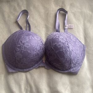 Victoria's Secret Dream Angels Push Up Bra Lavender Lace 34DD Adjustable